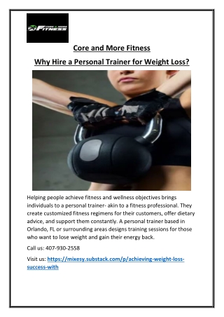 Personal Trainer for Weight Loss in Orlando Get Fit Today