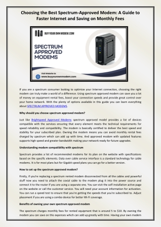 SPECTRUM APPROVED MODEMS