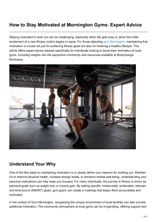 How to Stay Motivated at Mornington Gyms Expert Advice