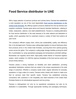 Food Service distributor in UAE