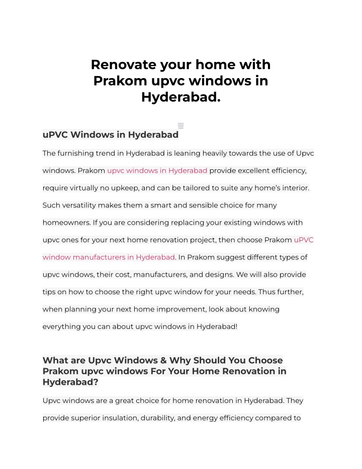 renovate your home with prakom upvc windows