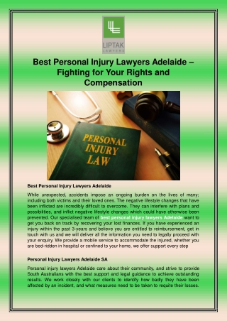 Best Personal Injury Lawyers Adelaide – Fighting for Your Rights and Compensation