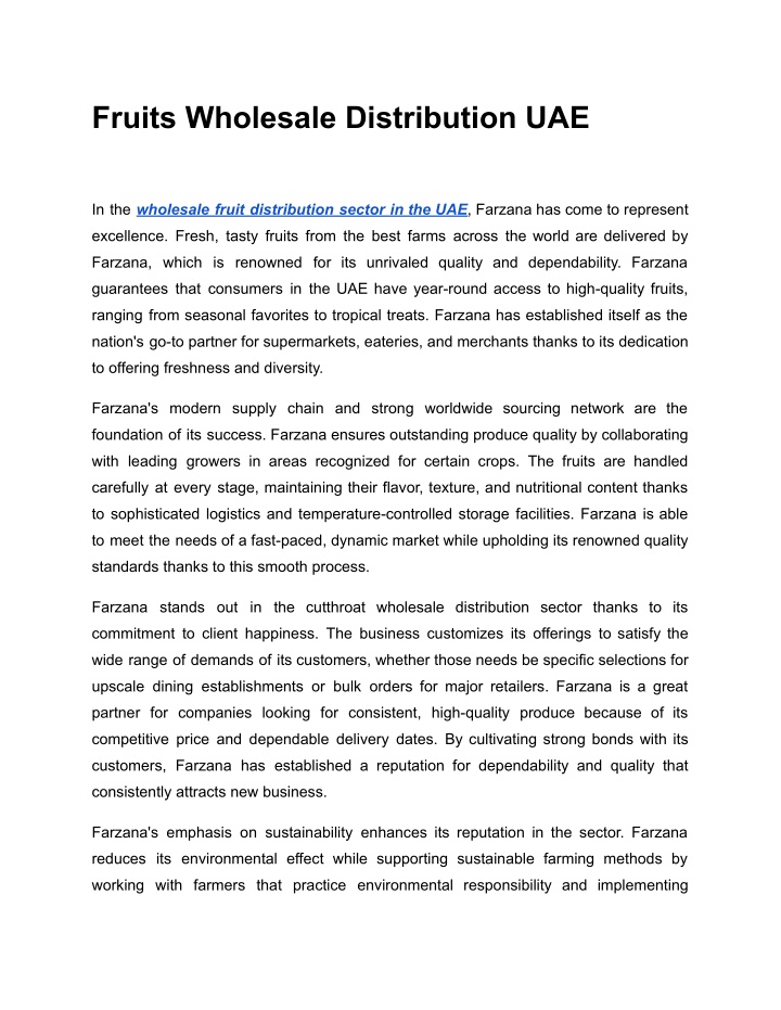 fruits wholesale distribution uae