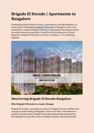 Brigade El Dorado | Apartments in Bangalore