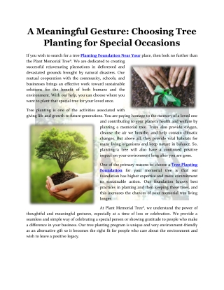 a meaningful gesture choosing tree planting