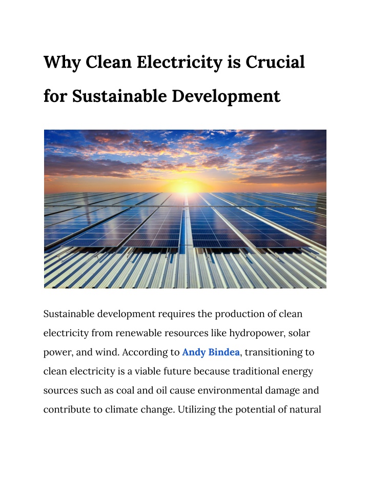 why clean electricity is crucial