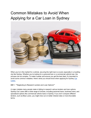 Commercial Car Loan Online NSW