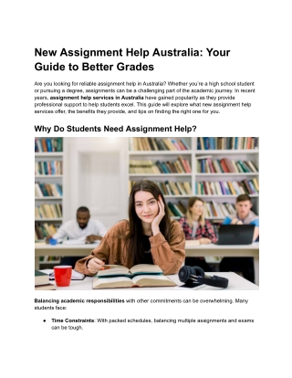 new assignment help australia your guide