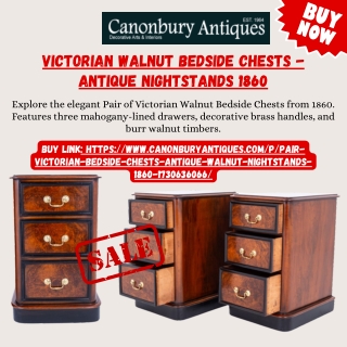 Victorian Walnut Bedside Chests - Antique Nightstands 1860