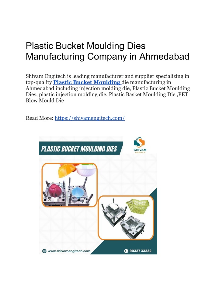 plastic bucket moulding dies manufacturing