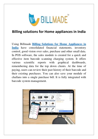 Billing solutions for Home appliances in India