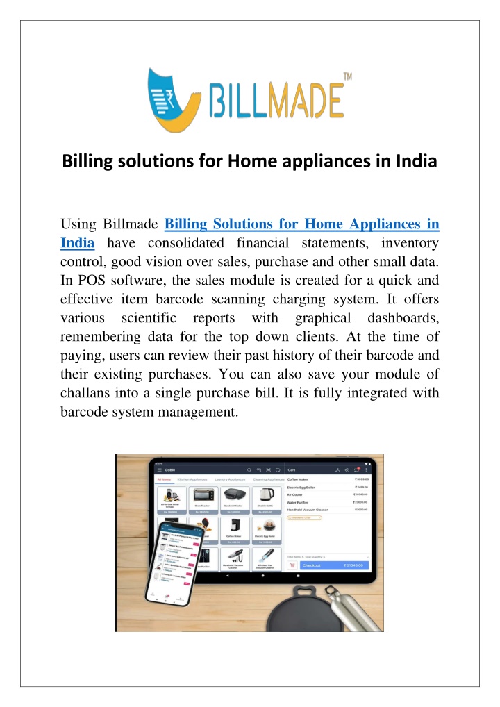 billing solutions for home appliances in india