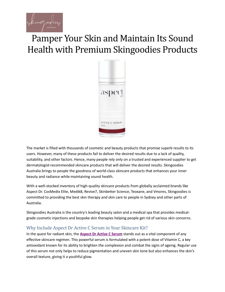 pamper your skin and maintain its sound health