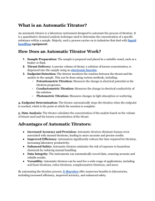 What is an Automatic Titrator?