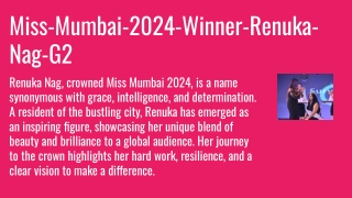 Miss Mumbai 2024 Winner Renuka Nag G2