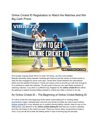 Online Cricket ID: Reliable & Trusted Gaming Site For The Earning