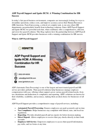 ADP Payroll Support and Ignite HCM A Winning Combination for HR Success
