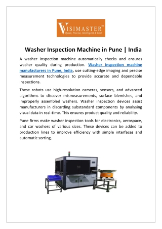 Washer Inspection Machine in Pune