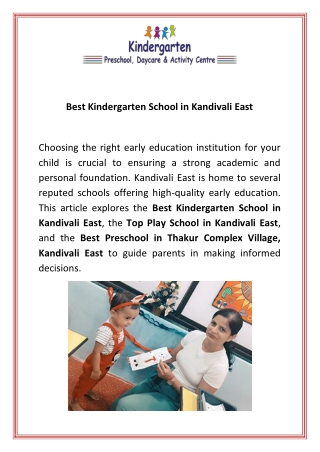 Best Kindergarten School in Kandivali East