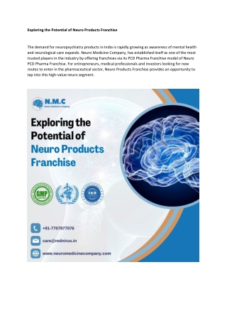 Exploring the Potential of Neuro Products Franchise