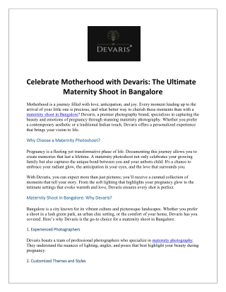 Celebrate Motherhood with Devaris The Ultimate Maternity Shoot in Bangalore
