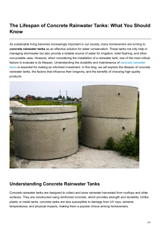 The Lifespan of Concrete Rainwater Tanks What You Should Know