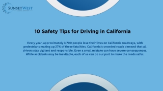 10 Safety Tips for Driving in California