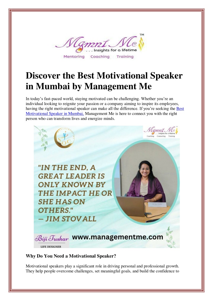 discover the best motivational speaker in mumbai