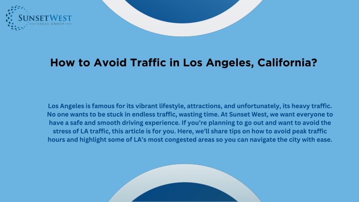 how to avoid traffic in los angeles california