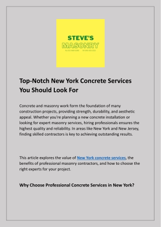 Affordable and Durable New York Concrete Services Near You