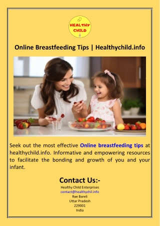 Online Breastfeeding Tips  Healthychild.info