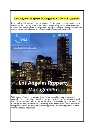 Los Angeles Property Management - Bessa Properties