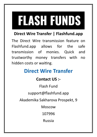 direct wire transfer flashfund app