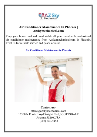 Air Conditioner Maintenance In Phoenix  Azskymechanical.com