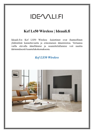 Kef Ls50 Wireless  Ideaali.fi