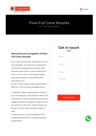 Maximize Efficiency with Flow Full Cone Nozzles from Lawatherm