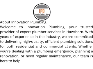 Trusted Plumber Hawthorn – Innovation Plumbing