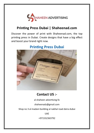 printing press dubai shaheenad com