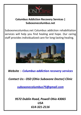 Columbus Addiction Recovery Services  Suboxonecolumbus.net