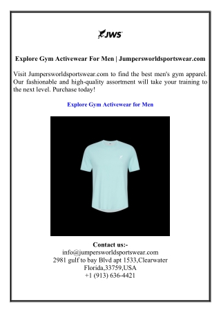 Explore Gym Activewear For Men  Jumpersworldsportswear.com