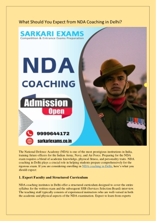 What Should You Expect from NDA Coaching in Delhi