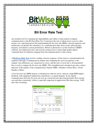 Bit Error Rate Test