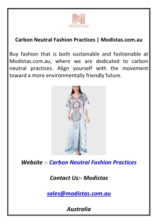 Carbon Neutral Fashion Practices  Modistas.com.au