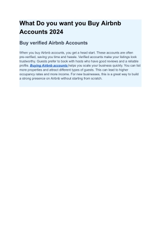 What Do you want you Buy Airbnb Accounts 2024