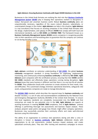 agile advisors ensuring business continuity with