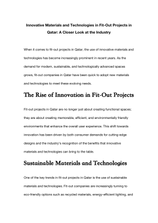 innovative materials and technologies