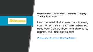Professional Dryer Vent Cleaning Calgary  Theductibles.com