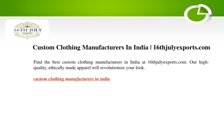 custom clothing manufacturers in india