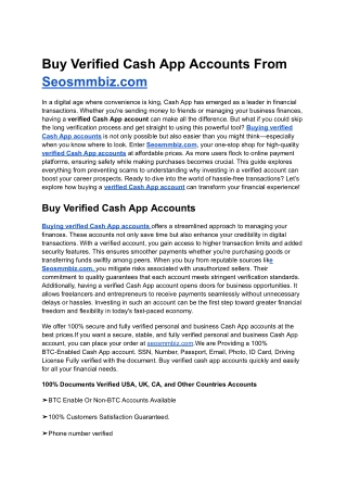 From Seosmmbiz.com buy Verified Cash App Account