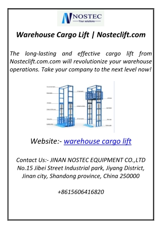 Warehouse Cargo Lift  Nosteclift.com
